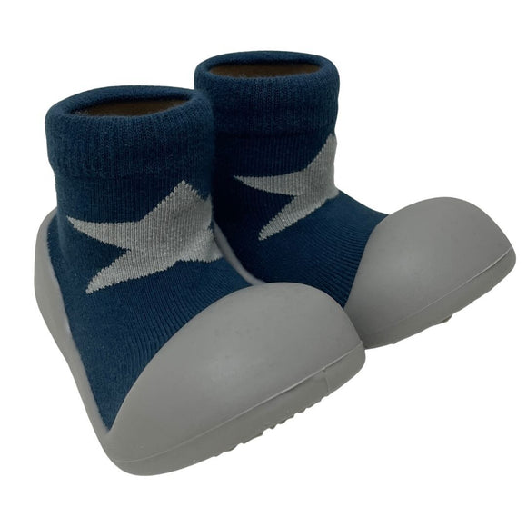 Little Eaton Rubber Soled Socks Navy/grey star