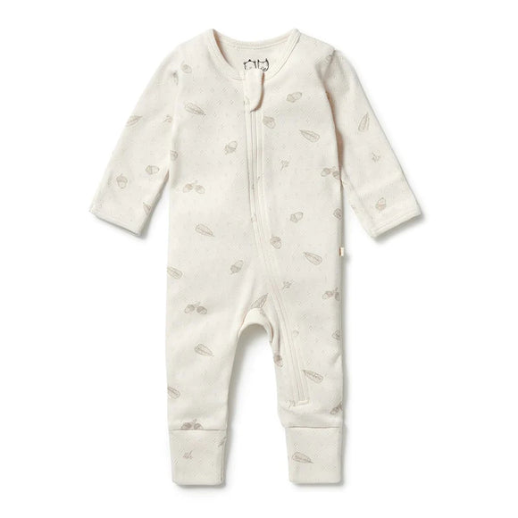 Wilson & Frenchy Organic Pointelle Zipsuit with Feet Little Acorn