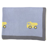 Korango Knit Blanket Trucks Dusty Blue