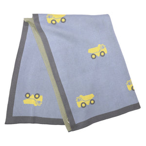 Korango Knit Blanket Trucks Dusty Blue