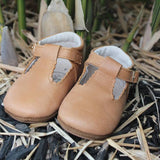Little MaZoes TBar Shoes Caramel Wax Leather