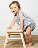 Walnut Banjo Romper Blue Stripe