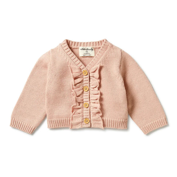 Wilson & Frenchy Knitted Ruffle Cardigan Rose