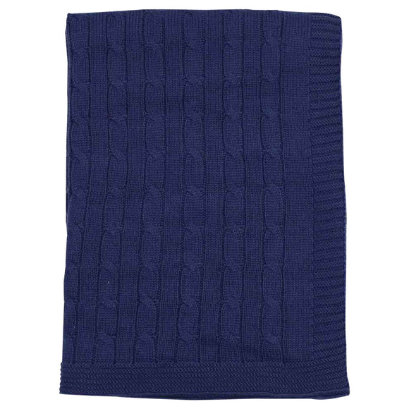 Korango Cables and Class Knit blanket navy